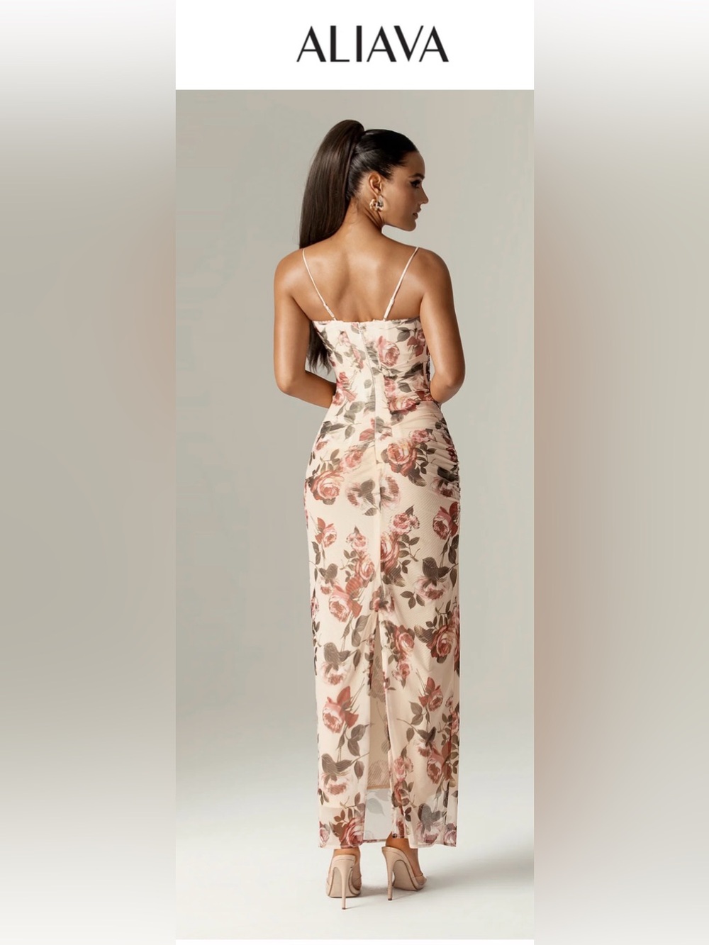 ALIAVA Evita Italian Rose Print Corset Maxi Dress (Rose Print) - Picture 4 of 9